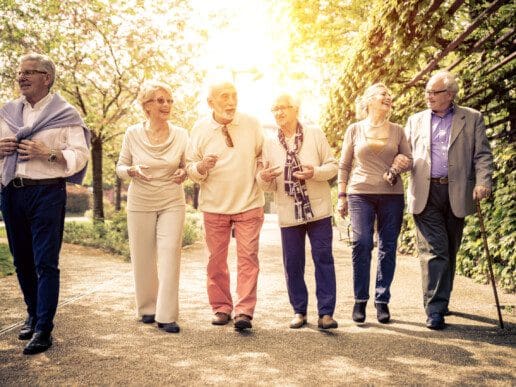 Elderly group going for a walk